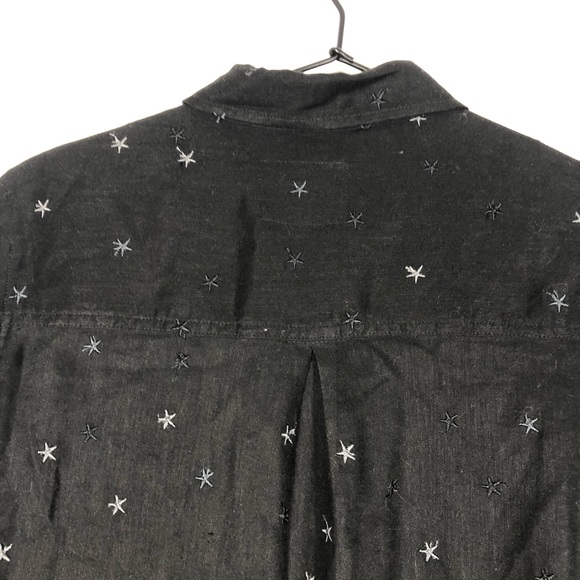Rails Robyn Embroidered Star Shirt Tie Sleeve Button Down Black S - Picture 7 of 12